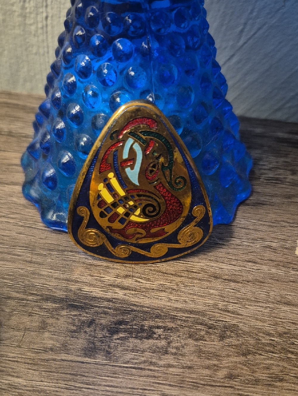 Vintage Celtic Enamel Book of Kells, Tara Ware inspired pin zoomorphic pendant